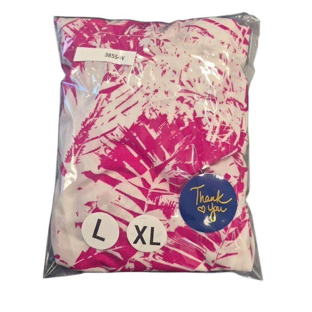 West Loop Women's White & Hot Pink Poly Elastic & Drawstring Waisted Shorts w Po - Picture 3 of 10